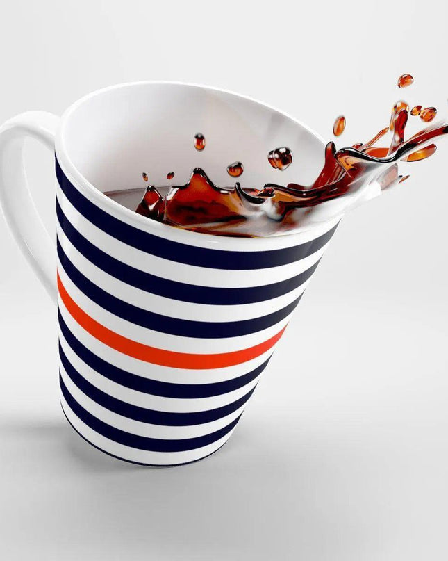 Nautical Charm White Ceramic Latte Mug - Chic 12 oz Coffee Cup