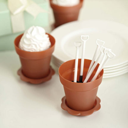 AliKopy 12-Pack Terracotta Dessert Cups with Lids & Shovels, 4