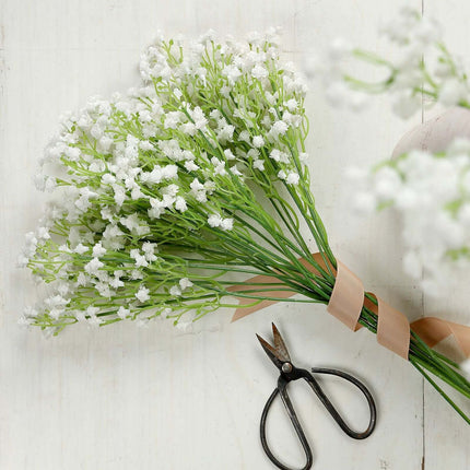 AliKopy 12 Stems 22" White Artificial Silk Babys Breath Flowers, Reali