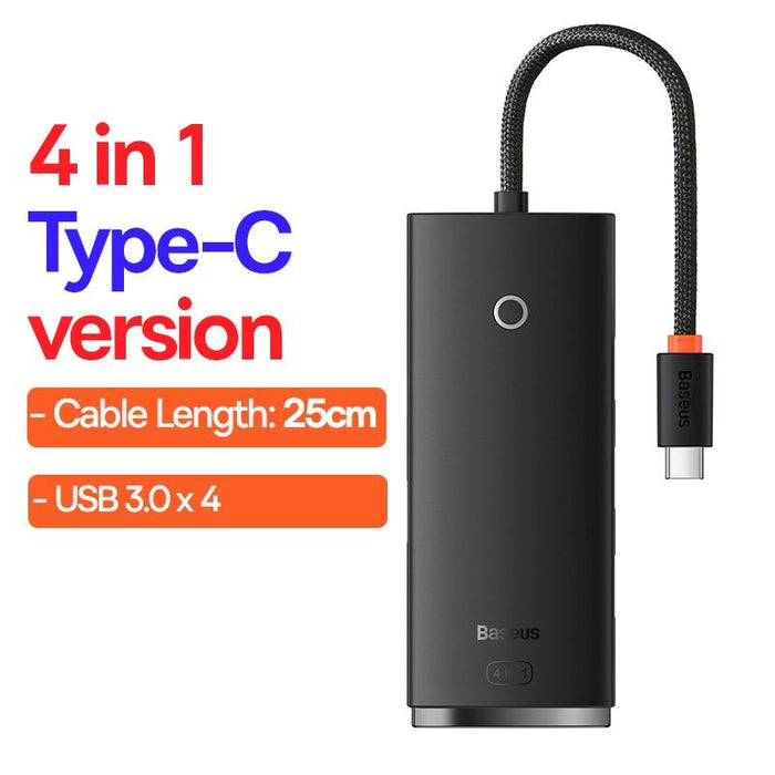 12-Style USB HUB with USB and USB-C Plug, Multiple Cable Lengths and Color Options