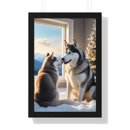 Sustainable Holiday Husky Vertical Wall Art Print