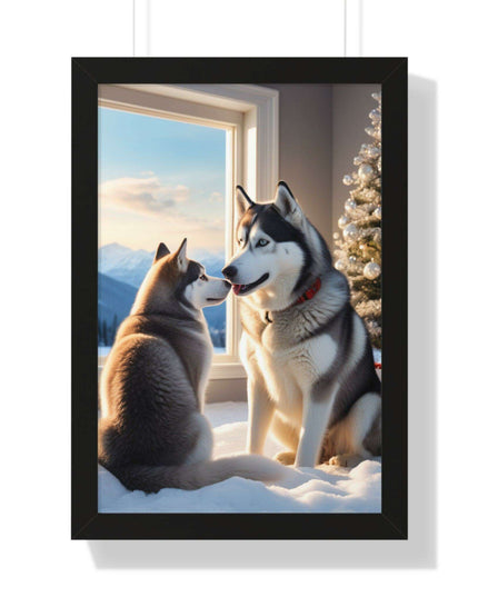 Sustainable Holiday Husky Vertical Wall Art Print