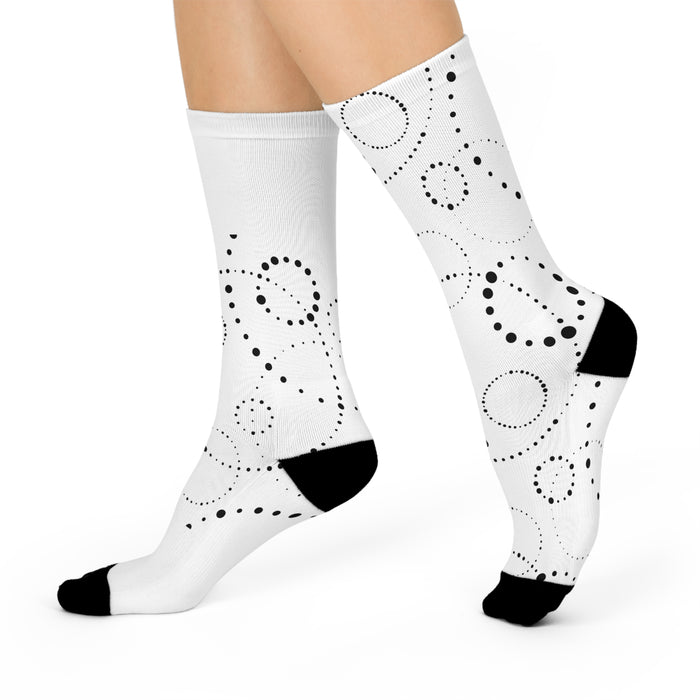 Stylish Monochrome Geometric Crew Socks - Luxurious Comfort for All-Day Wear