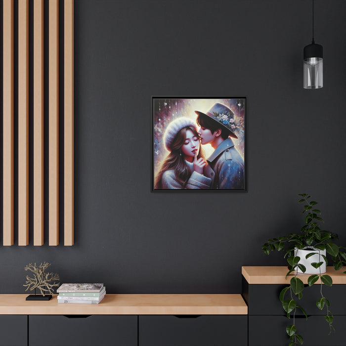 Sophisticated Black Pinewood Framed Valentine Matte Canvas Art Piece