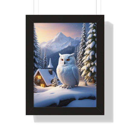 Sustainable Winter Owl Framed Wall Art: Elegant Eco-Friendly Decor for Your Home