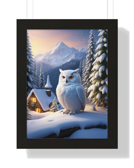 Sustainable Winter Owl Framed Wall Art: Elegant Eco-Friendly Decor for Your Home
