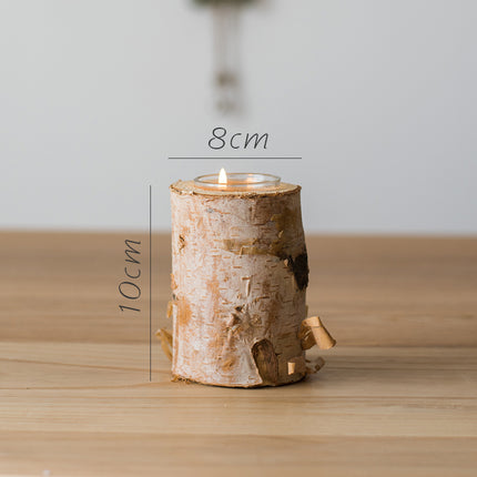 Birch Wood Candle Holder — Rustic Candlestick for Home Decor and Weddings