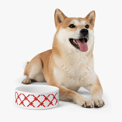 Elegant Handcrafted Ceramic Pet Bowl with Distinctive Print Design