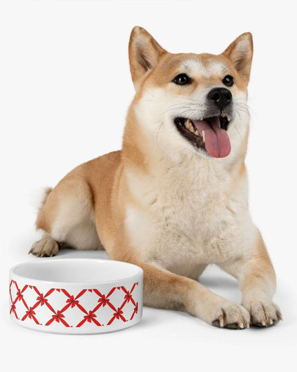Elegant Handcrafted Ceramic Pet Bowl with Distinctive Print Design