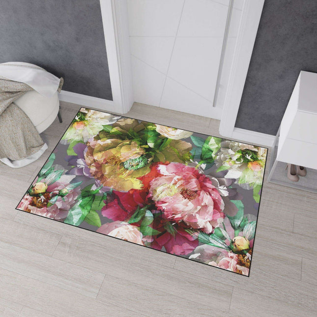 Elegant Vintage Floral Area Rug with Stylish Black Border and Non-Slip Backing