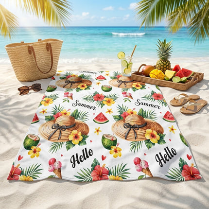 Blue Ocean Wave Quick Dry Microfiber Beach Towel, Sand-Free