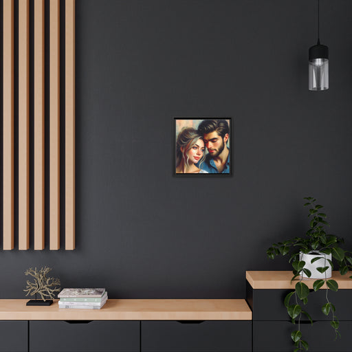 Romantic Black Pinewood Framed Valentine Canvas Print