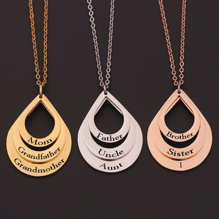 Peekaboo Studio Personalized Stainless Steel Water Droplet Pendant Nec