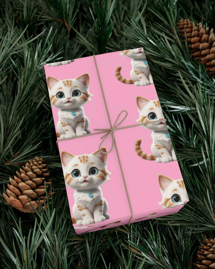 Sustainable Chic Cat-Themed Holiday Gift Wrap Set - Elegant Matte & Satin Choices