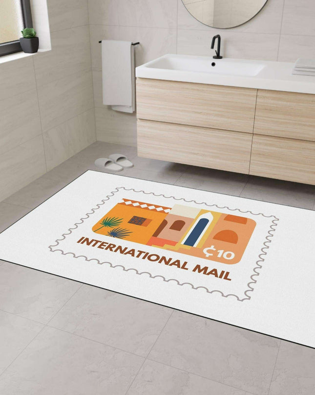Elegant Vintage Stamp Area Rug with Safety-Enhanced Non-Slip Base