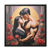 Elegant Black Pinewood Framed Canvas Print for Couples' Home Décor