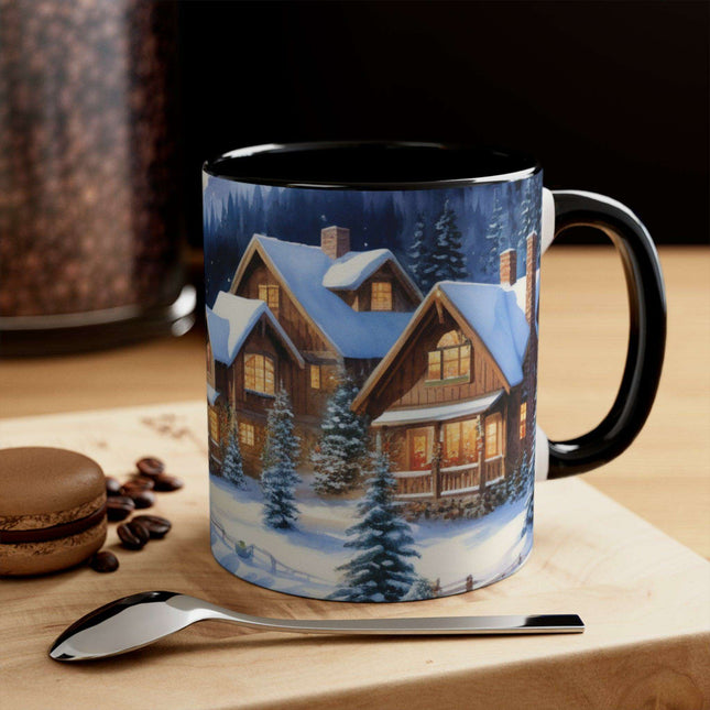 Colorful Holiday Cheer Ceramic Coffee Mug - 11oz Two-Tone Design