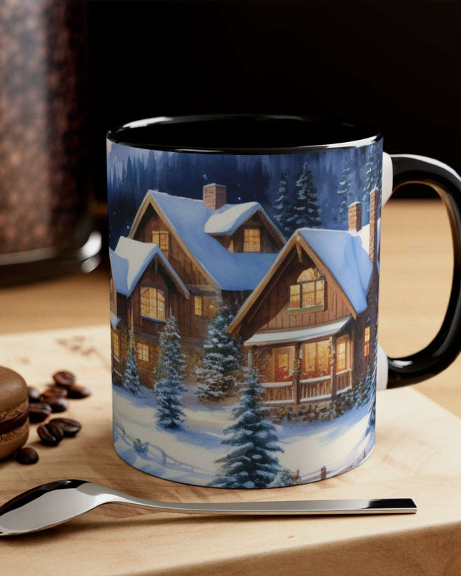 Colorful Holiday Cheer Ceramic Coffee Mug - 11oz Two-Tone Design