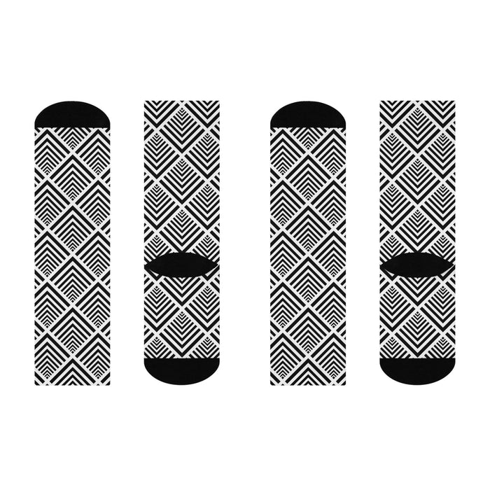 Stylish Geometric Design Crew Socks: Unisex Comfort Footwear for Everyday Wear