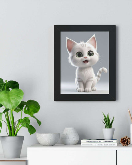 Elegant Feline Vertical Art Poster - Eco-Friendly Framed Design