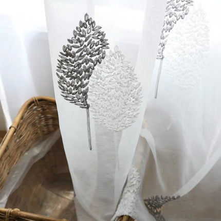 Peekaboo Studio Modern Simple Embroidered Curtain - Light Filtering De