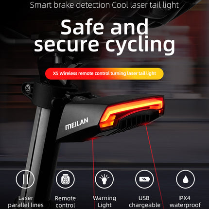 Brake Light Laser Tail Light For Bicycle With Auto Day Night Sensor