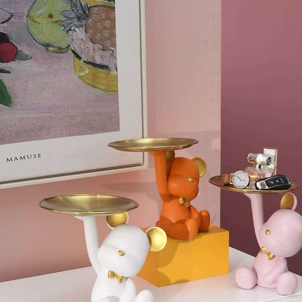 Whimsical Cartoon Bear Key Organizer Tray for Chic Home Decor