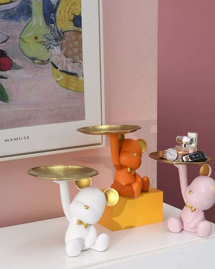 Whimsical Cartoon Bear Key Organizer Tray for Chic Home Decor