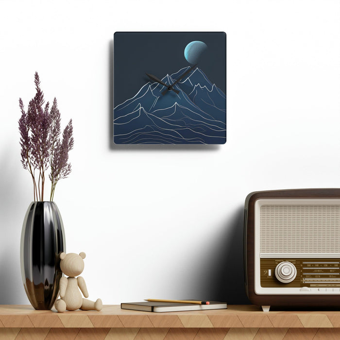 Elegant Mountain Landscape Wall Clock with Vibrant Prints and Premium Materials