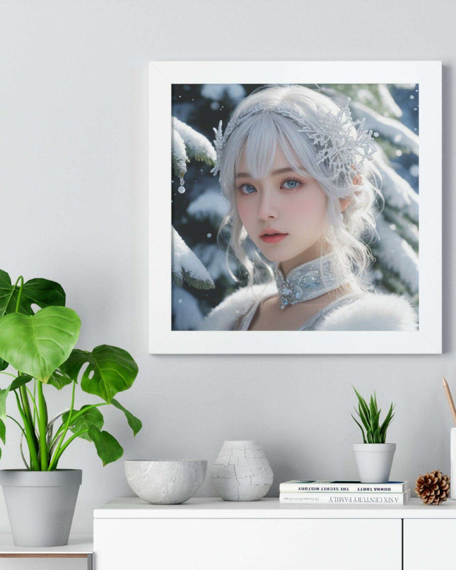 Enchanting Snow White's Winter Gaming Wonderland Vertical Framed Poster - Elite House Home Decor
