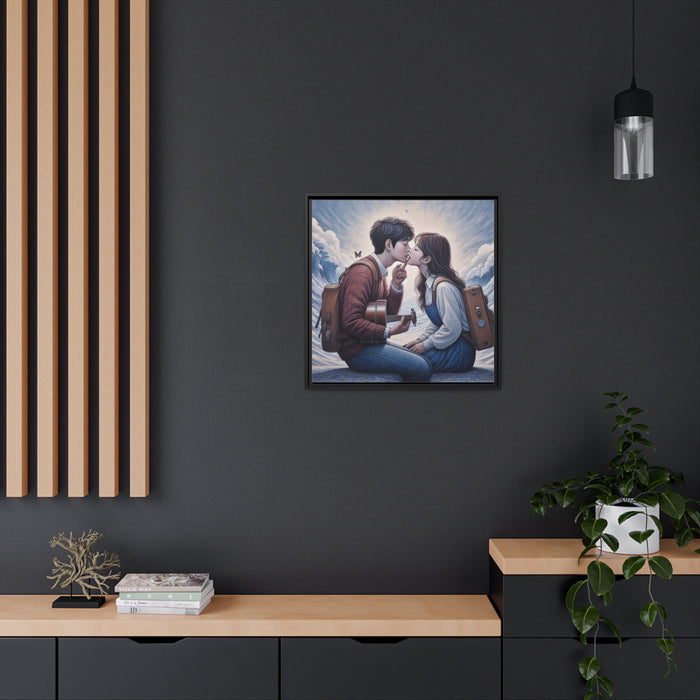 Elegant Valentine Matte Canvas Print Set in Black Pinewood Frame