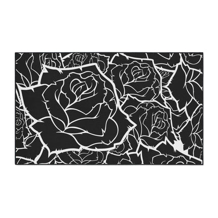 Customizable Elegant Black and White Floral Non-Slip Mat