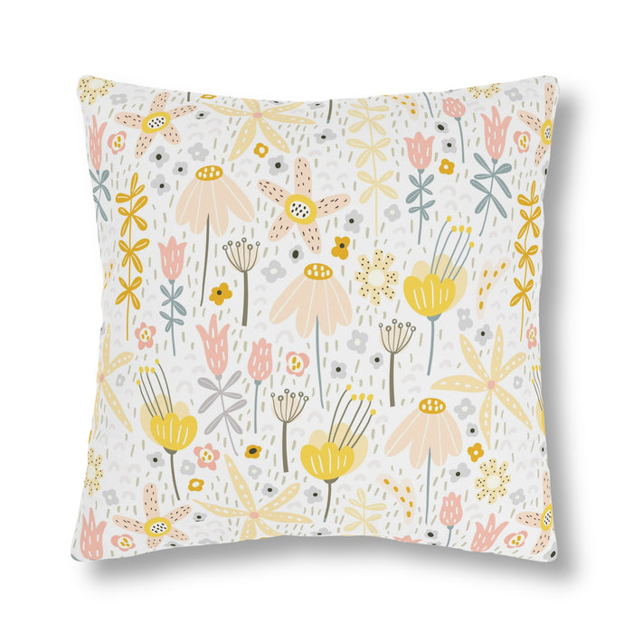 Outdoor Blossom-Printed Waterproof Polyester Cushions with Concealed Zipper
