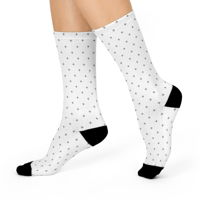 Elevate Your Style with Chic Black Accent Crew Socks - Long-Lasting Comfort