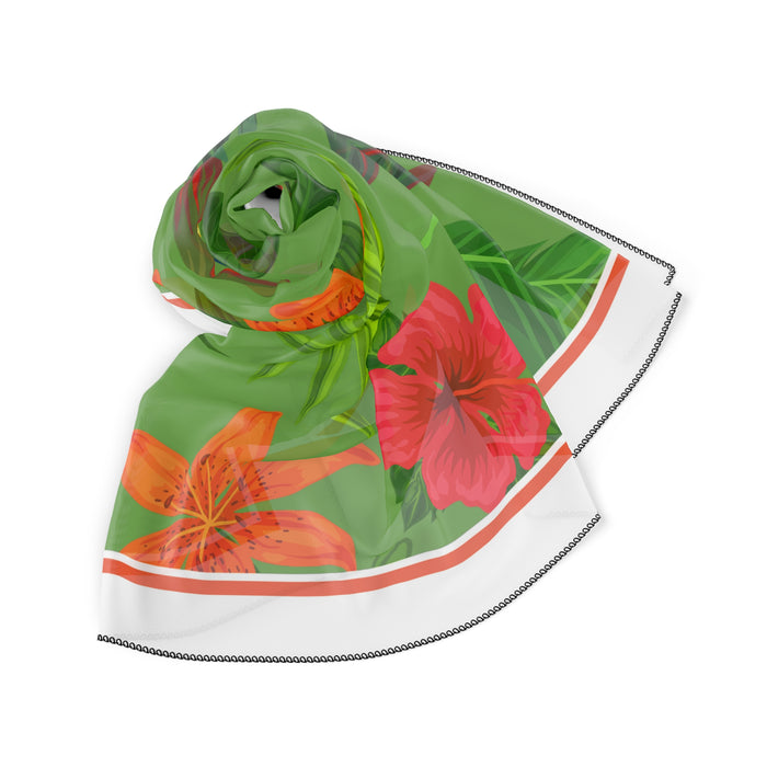 Tropical Floral Sheer Poly Scarf