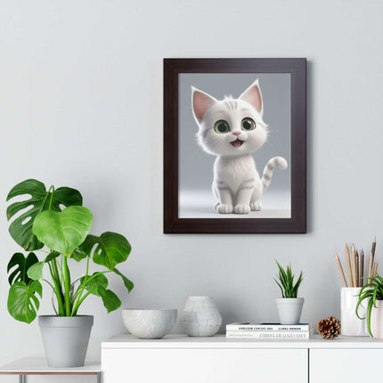 Elegant Feline Vertical Art Poster - Eco-Friendly Framed Design