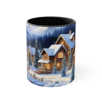Colorful Holiday Cheer Ceramic Coffee Mug - 11oz Two-Tone Design