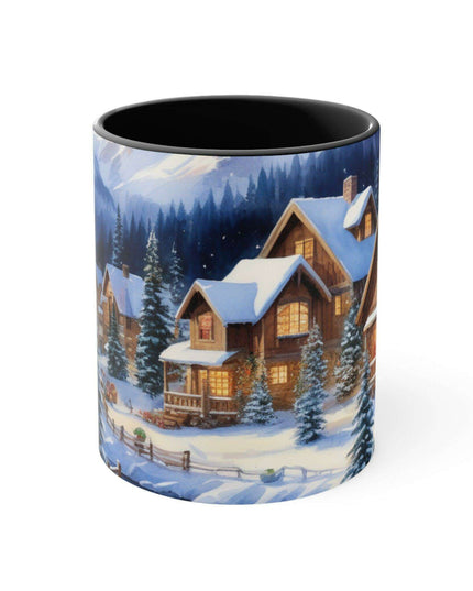 Colorful Holiday Cheer Ceramic Coffee Mug - 11oz Two-Tone Design