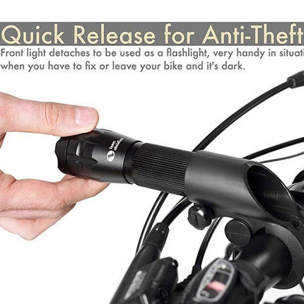 TeamObsidian Bike Light Set: Front and Rear LED, 200 Lumen, Quick Release