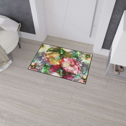 Elegant Vintage Floral Area Rug with Stylish Black Border and Non-Slip Backing