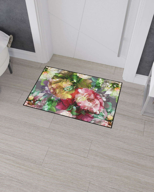 Elegant Vintage Floral Area Rug with Stylish Black Border and Non-Slip Backing