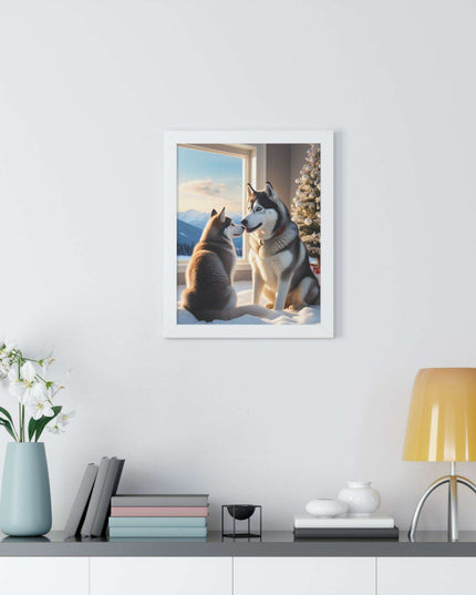 Sustainable Holiday Husky Vertical Wall Art Print