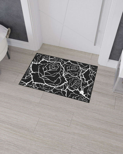 Customizable Elegant Black and White Floral Non-Slip Mat