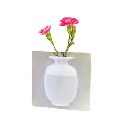 Silicone Wall Hanging Vase Set White Pink Blue 150mm Square
