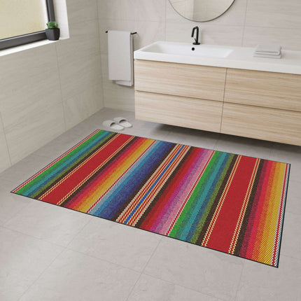 Elegant Vintage Luxe Ethnic Floor Mat with Chic Black Trim