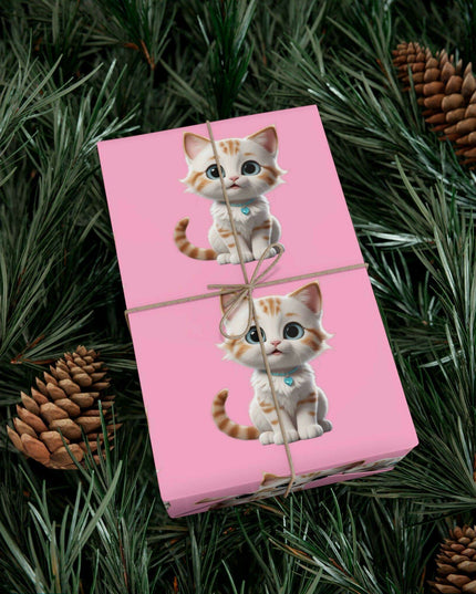 Sustainable Chic Cat-Themed Holiday Gift Wrap Set - Elegant Matte & Satin Choices