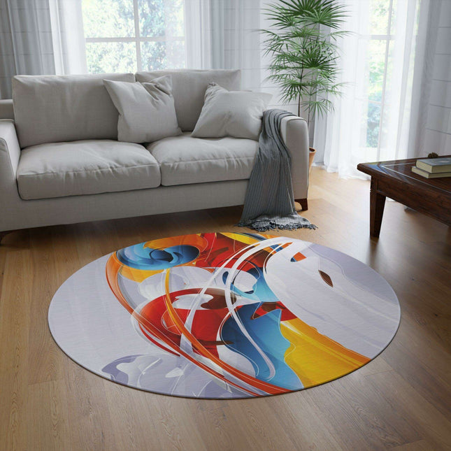 Elite Oil Paint Round Rug - Vibrant Designs, Premium Chenille Blend: A Masterpiece for Your Space