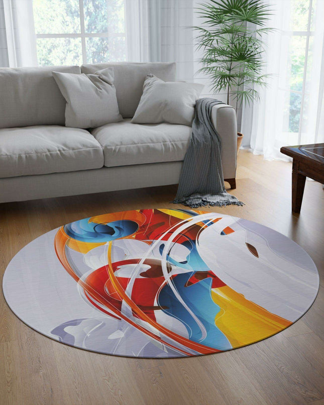 Elite Oil Paint Round Rug - Vibrant Designs, Premium Chenille Blend: A Masterpiece for Your Space