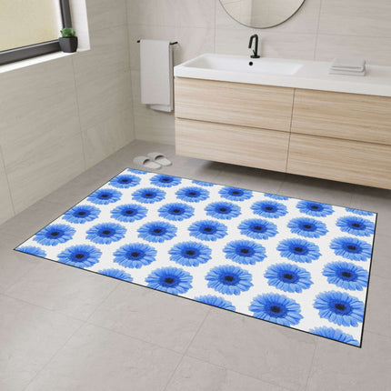 Elegant Blue Daisy Anti-Skid Luxe Area Rug