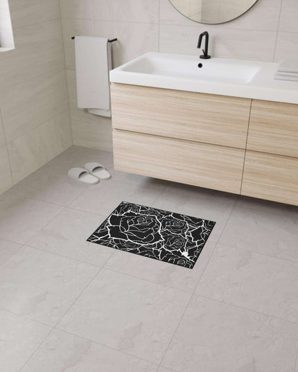 Customizable Elegant Black and White Floral Non-Slip Mat